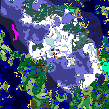 Predicted biome map of Java 26.3 seed -3237147564581799321 around estimated spawn