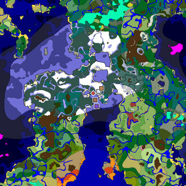 Predicted biome map of Java 26.3 seed 8338938681115319595 around estimated spawn