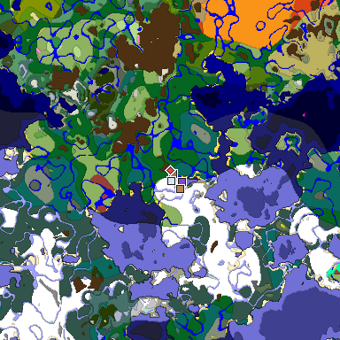 Predicted biome map of Java 26.3 seed -8355709979373693984 around estimated spawn