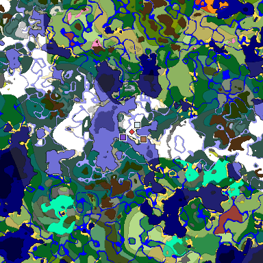 Predicted biome map of Java 26.3 seed -6237676616173516327 around estimated spawn