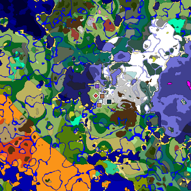 Predicted biome map of Java 26.3 seed -126046517903972281 around estimated spawn