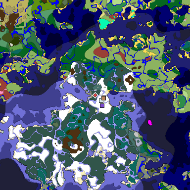 Predicted biome map of Java 26.3 seed 7281315344670963248 around estimated spawn