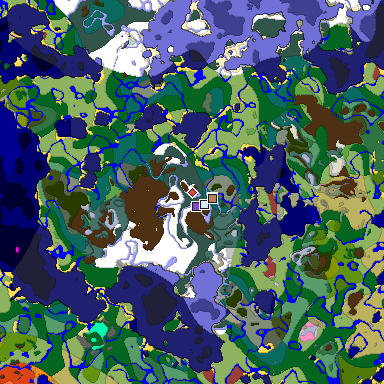 Predicted biome map of Java 26.3 seed 7194632164756643510 around estimated spawn