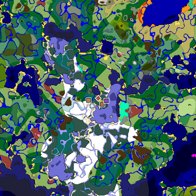 Predicted biome map of Java 26.3 seed -6696140715073551190 around estimated spawn