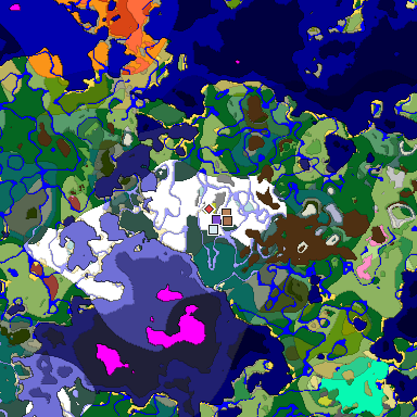 Predicted biome map of Java 26.3 seed -3039885096249010071 around estimated spawn