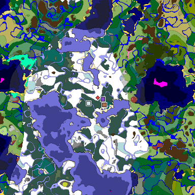 Predicted biome map of Java 26.3 seed -8100551760029071681 around estimated spawn