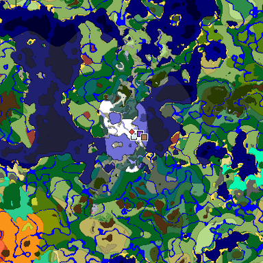 Predicted biome map of Java 26.3 seed -1511149241937539134 around estimated spawn