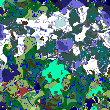 Predicted biome map of Java 26.3 seed 2241611776796406115 around estimated spawn