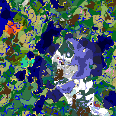 Predicted biome map of Java 26.3 seed -1735144148353425094 around estimated spawn