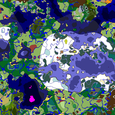 Predicted biome map of Java 26.3 seed 6313616021015715260 around estimated spawn