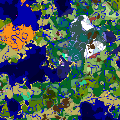Predicted biome map of Java 26.3 seed 8701458765583998706 around estimated spawn