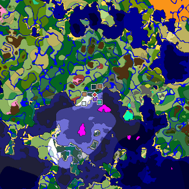 Predicted biome map of Java 26.3 seed -8214913500531440989 around estimated spawn