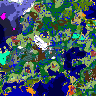 Predicted biome map of Java 26.3 seed 6476146988485906019 around estimated spawn
