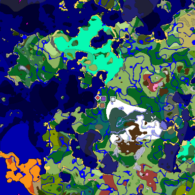 Predicted biome map of Java 26.3 seed 4137554219489909747 around estimated spawn