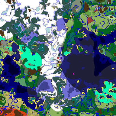 Predicted biome map of Java 26.3 seed -5994860026059569052 around estimated spawn