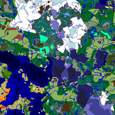 Predicted biome map of Java 26.3 seed -7060736690800686116 around estimated spawn