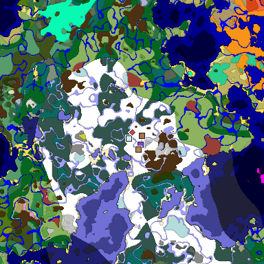 Predicted biome map of Java 26.3 seed 3118887828287300343 around estimated spawn