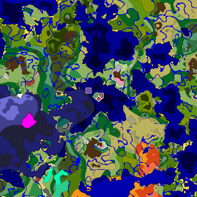 Predicted biome map of Java 26.3 seed 1012820816808037552 around estimated spawn