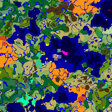 Predicted biome map of Java 26.3 seed -3349581995407161002 around estimated spawn