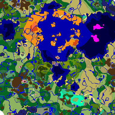 Predicted biome map of Java 26.3 seed -2807807547659677751 around estimated spawn