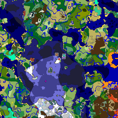 Predicted biome map of Java 26.3 seed 2196189378924164685 around estimated spawn