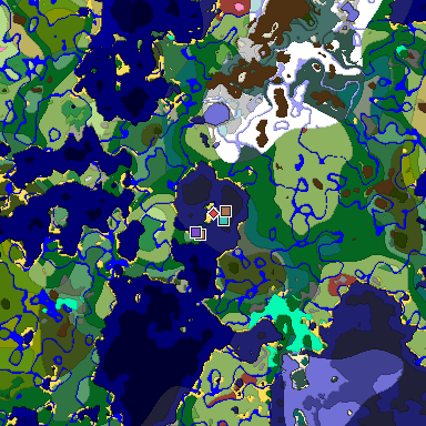 Predicted biome map of Java 26.3 seed 8623594783002317987 around estimated spawn