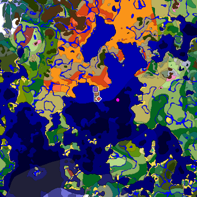 Predicted biome map of Java 26.3 seed -4184345315408016936 around estimated spawn
