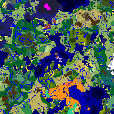 Map of Minecraft seed -2889264811125704845 around spawn