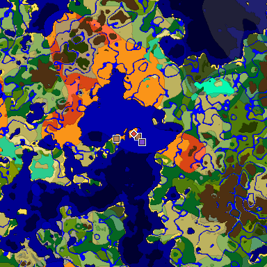 Predicted biome map of Java 26.3 seed 7381838345369035012 around estimated spawn