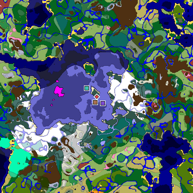 Predicted biome map of Java 26.3 seed -7485794489779017225 around estimated spawn