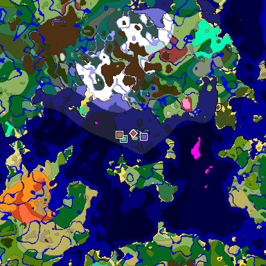 Predicted biome map of Java 26.3 seed -7817418662566073148 around estimated spawn