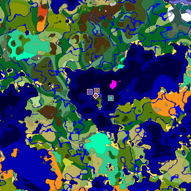 Predicted biome map of Java 26.3 seed -5793580139503686701 around estimated spawn