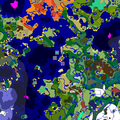Predicted biome map of Java 26.3 seed 8421120520521663571 around estimated spawn