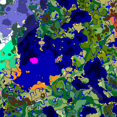 Predicted biome map of Java 26.3 seed 935599863705039535 around estimated spawn