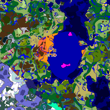 Predicted biome map of Java 26.3 seed 6088867292567625203 around estimated spawn