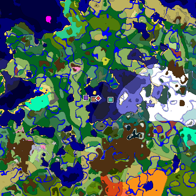 Predicted biome map of Java 26.3 seed -348285389907501679 around estimated spawn