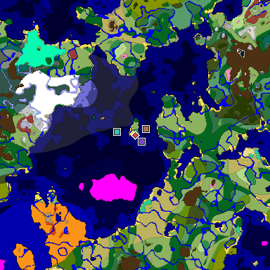 Predicted biome map of Java 26.3 seed -4498654966046274350 around estimated spawn
