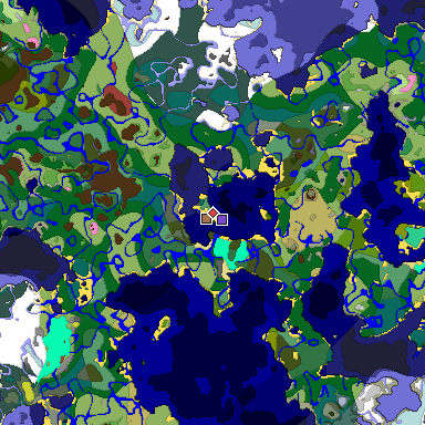 Predicted biome map of Java 26.3 seed 7175772303197852715 around estimated spawn
