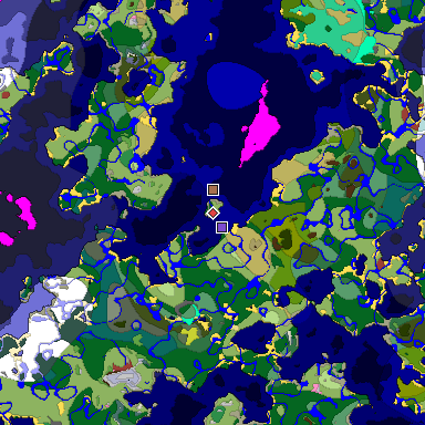 Predicted biome map of Java 26.3 seed 4991029808793060965 around estimated spawn