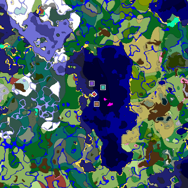 Predicted biome map of Java 26.3 seed 4940409611979486444 around estimated spawn