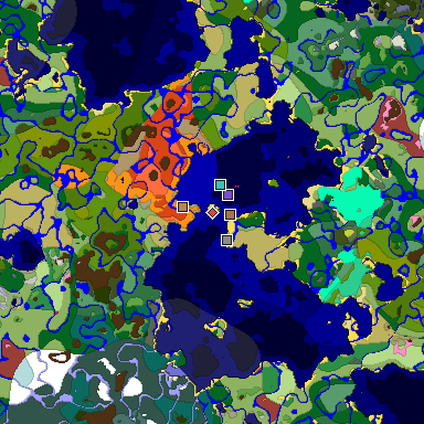 Predicted biome map of Java 26.3 seed 636797272144165505 around estimated spawn