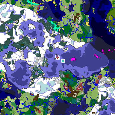 Map of Minecraft seed 8251733565985487575 around spawn