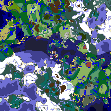 Predicted biome map of Java 26.3 seed 5652841340821148866 around estimated spawn