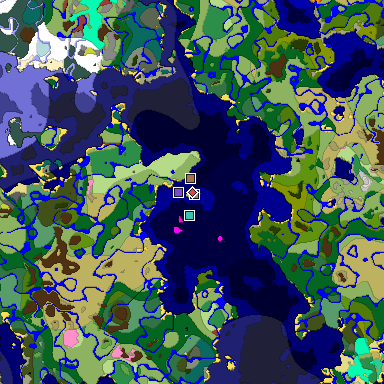 Predicted biome map of Java 26.3 seed -9028453950141597206 around estimated spawn