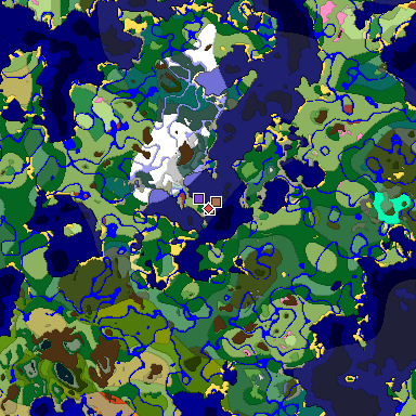 Predicted biome map of Java 26.3 seed -4832725117429262479 around estimated spawn