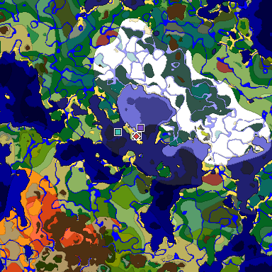 Predicted biome map of Java 26.3 seed -1802969847701986644 around estimated spawn