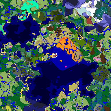 Predicted biome map of Java 26.3 seed 5537192473537336575 around estimated spawn