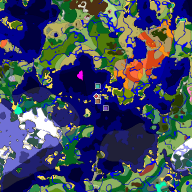 Predicted biome map of Java 26.3 seed 6413627285278924439 around estimated spawn