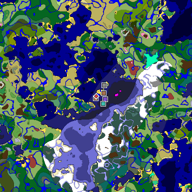 Predicted biome map of Java 26.3 seed -5107120998505272634 around estimated spawn