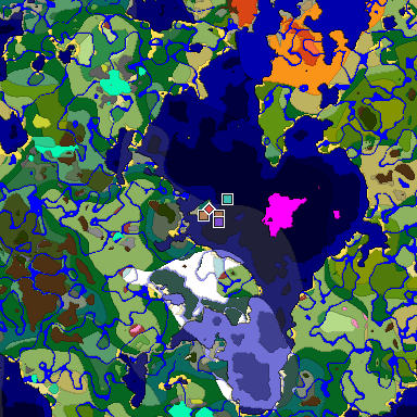 Predicted biome map of Java 26.3 seed 7830752862792607245 around estimated spawn